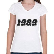 PRINTFASHION 1989 - Női V-nyakú póló - Fehér női póló