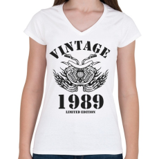 PRINTFASHION 1989 - Női V-nyakú póló - Fehér