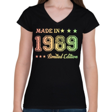 PRINTFASHION 1989 - Női V-nyakú póló - Fekete női póló