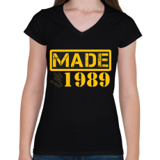 PRINTFASHION 1989 - Női V-nyakú póló - Fekete