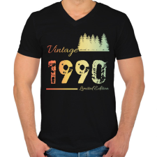 PRINTFASHION 1990 - Férfi V-nyakú póló - Fekete férfi póló