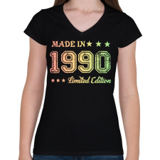 PRINTFASHION 1990 - Női V-nyakú póló - Fekete női póló