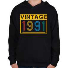 PRINTFASHION 1991 - Gyerek kapucnis pulóver - Fekete