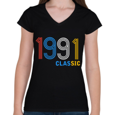 PRINTFASHION 1991 - Női V-nyakú póló - Fekete női póló