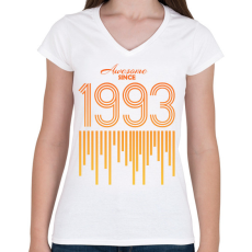 PRINTFASHION 1993 - Női V-nyakú póló - Fehér