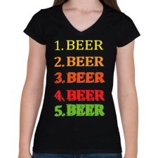PRINTFASHION 1-5 Beer - Női V-nyakú póló - Fekete női póló