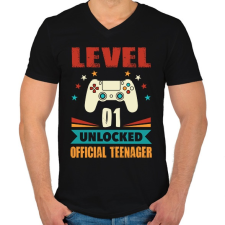 PRINTFASHION 1 éves gamer - Férfi V-nyakú póló - Fekete férfi póló