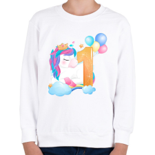 PRINTFASHION 1 éves unikornis - Gyerek pulóver - Fehér gyerek pulóver, kardigán