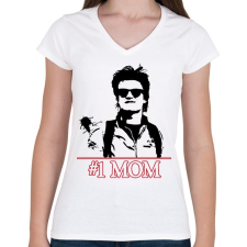 PRINTFASHION #1 Mom - Stranger Things - Női V-nyakú póló - Fehér női póló