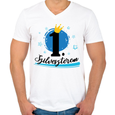 PRINTFASHION 1. szilveszterem - Férfi V-nyakú póló - Fehér férfi póló