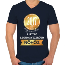 PRINTFASHION 2017 - Férfi V-nyakú póló - Sötétkék férfi póló