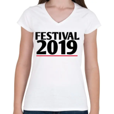 PRINTFASHION 2019 fesztivál - Női V-nyakú póló - Fehér női póló