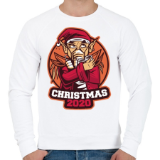 PRINTFASHION 2020 Karácsony mikulás maszkban - Férfi pulóver - Fehér férfi pulóver, kardigán