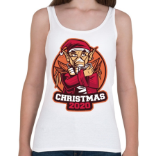 PRINTFASHION 2020 Karácsony mikulás maszkban - Női atléta - Fehér női trikó