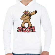 PRINTFASHION 2021 táncoló tehén - Férfi kapucnis pulóver - Fehér férfi pulóver, kardigán