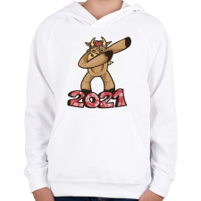 PRINTFASHION 2021 táncoló tehén  - Gyerek kapucnis pulóver - Fehér gyerek pulóver, kardigán