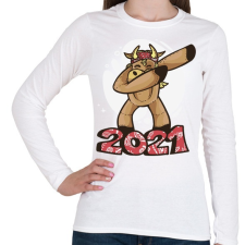 PRINTFASHION 2021 táncoló tehén - Női hosszú ujjú póló - Fehér női póló