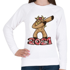 PRINTFASHION 2021 táncoló tehén  - Női pulóver - Fehér női pulóver, kardigán