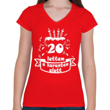 PRINTFASHION 20 lettem - Női V-nyakú póló - Piros női póló