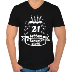 PRINTFASHION 21 lettem - Férfi V-nyakú póló - Fekete