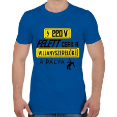 PRINTFASHION 220V FELETT | Fekete - Férfi póló - Királykék