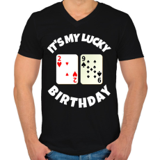 PRINTFASHION 29 POKER SZÜLINAP - Férfi V-nyakú póló - Fekete