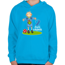 PRINTFASHION "2 éves vagyok" kisfiúknak - Gyerek kapucnis pulóver - Azúrkék gyerek pulóver, kardigán