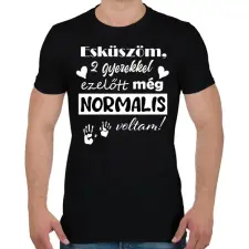 PRINTFASHION 2 gyerekkel ezelőtt normális voltam - Férfi póló - Fekete férfi póló