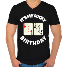 PRINTFASHION 30 POKER SZÜLINAP - Férfi V-nyakú póló - Fekete