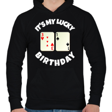 PRINTFASHION 31 POKER SZÜLINAP - Férfi kapucnis pulóver - Fekete férfi pulóver, kardigán