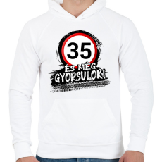 PRINTFASHION 35 és még mindig gyorsulok - Férfi kapucnis pulóver - Fehér