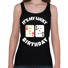 PRINTFASHION 35 POKER SZÜLINAP - Női atléta - Fekete női trikó