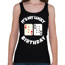 PRINTFASHION 38 POKER SZÜLINAP - Női atléta - Fekete női trikó