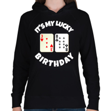 PRINTFASHION 38 POKER SZÜLINAP - Női kapucnis pulóver - Fekete női pulóver, kardigán