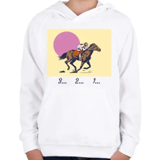 PRINTFASHION 3...2...1... lovaglás - Gyerek kapucnis pulóver - Fehér