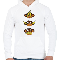 PRINTFASHION 3 Bölcs majom - Férfi kapucnis pulóver - Fehér