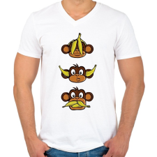 PRINTFASHION 3 Bölcs majom - Férfi V-nyakú póló - Fehér férfi póló