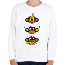 PRINTFASHION 3 Bölcs majom - Gyerek pulóver - Fehér gyerek pulóver, kardigán