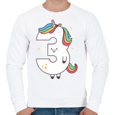 PRINTFASHION 3 éves unikornis - Férfi pulóver - Fehér