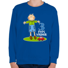 PRINTFASHION "3 éves vagyok" kisfiúknak - Gyerek pulóver - Királykék gyerek pulóver, kardigán