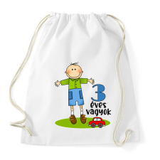 PRINTFASHION "3 éves vagyok" kisfiúnak - Sportzsák, Tornazsák - Fehér tornazsák
