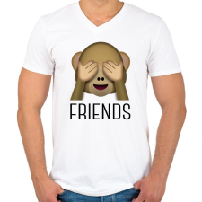 PRINTFASHION 3 majom - friends - Férfi V-nyakú póló - Fehér férfi póló