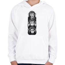 PRINTFASHION 3 majom - Gyerek kapucnis pulóver - Fehér gyerek pulóver, kardigán