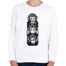 PRINTFASHION 3 majom - Gyerek pulóver - Fehér gyerek pulóver, kardigán
