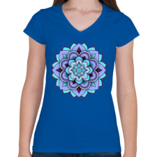 PRINTFASHION 3D mandala - Női V-nyakú póló - Királykék női póló