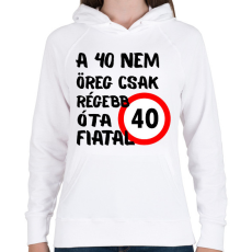 PRINTFASHION 40 éves Fekete minta - Női kapucnis pulóver - Fehér