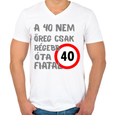 PRINTFASHION 40 éves Sz. - Férfi V-nyakú póló - Fehér férfi póló