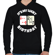 PRINTFASHION 40 POKER SZÜLINAP - Férfi kapucnis pulóver - Fekete