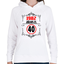 PRINTFASHION 40 születésnap évszámmal - Női kapucnis pulóver - Fehér női pulóver, kardigán