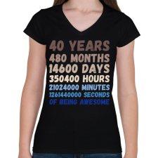 PRINTFASHION 40 Years - Női V-nyakú póló - Fekete női póló